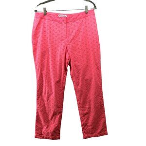 VTG Winter‎ Silks Pink Crochet Pants Womens Size 10 Embroidered Straight Leg